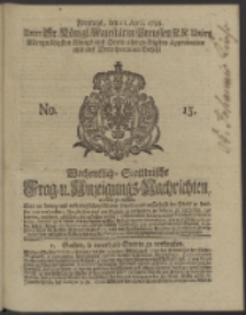 Wochentlich-Stettinische Frag- und Anzeigungs-Nachrichten. 1738 No. 15