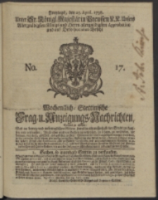 Wochentlich-Stettinische Frag- und Anzeigungs-Nachrichten. 1738 No. 17