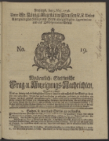 Wochentlich-Stettinische Frag- und Anzeigungs-Nachrichten. 1738 No. 19