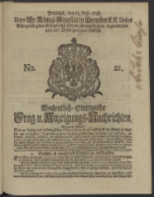 Wochentlich-Stettinische Frag- und Anzeigungs-Nachrichten. 1738 No. 21