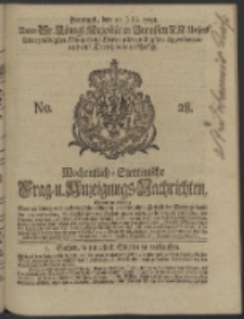 Wochentlich-Stettinische Frag- und Anzeigungs-Nachrichten. 1738 No. 28