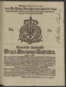 Wochentlich-Stettinische Frag- und Anzeigungs-Nachrichten. 1738 No. 29