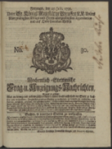 Wochentlich-Stettinische Frag- und Anzeigungs-Nachrichten. 1738 No. 30