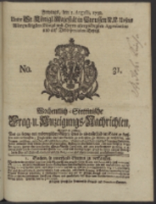 Wochentlich-Stettinische Frag- und Anzeigungs-Nachrichten. 1738 No. 31
