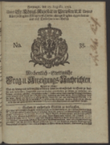 Wochentlich-Stettinische Frag- und Anzeigungs-Nachrichten. 1738 No. 35