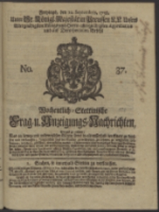 Wochentlich-Stettinische Frag- und Anzeigungs-Nachrichten. 1738 No. 37