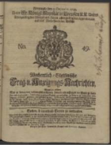 Wochentlich-Stettinische Frag- und Anzeigungs-Nachrichten. 1738 No. 49