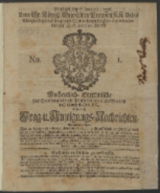 Wochentliche Stettinische zur Handlung nützliche Preis-Courante der Waaren und Wechsel-Cours, wie auch Frage- und Anzeigungs-Nachrichten. 1736 No. 1