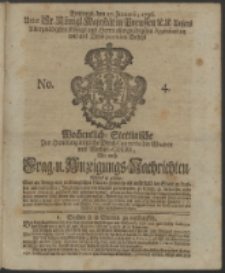 Wochentliche Stettinische zur Handlung nützliche Preis-Courante der Waaren und Wechsel-Cours, wie auch Frage- und Anzeigungs-Nachrichten. 1736 No. 4