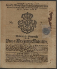 Wochentliche Stettinische zur Handlung nützliche Preis-Courante der Waaren und Wechsel-Cours, wie auch Frage- und Anzeigungs-Nachrichten. 1736 No. 7
