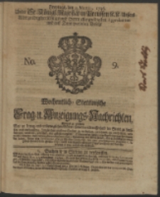 Wochentliche Stettinische zur Handlung nützliche Preis-Courante der Waaren und Wechsel-Cours, wie auch Frage- und Anzeigungs-Nachrichten. 1736 No. 9