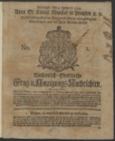Wochentlich-Stettinische Frag- und Anzeigungs-Nachrichten. 1743 No 1