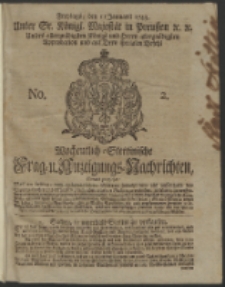 Wochentlich-Stettinische Frag- und Anzeigungs-Nachrichten. 1743 No. 2