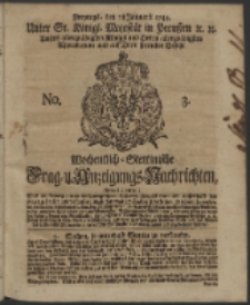 Wochentlich-Stettinische Frag- und Anzeigungs-Nachrichten. 1743 No. 3