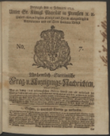 Wochentlich-Stettinische Frag- und Anzeigungs-Nachrichten. 1743 No. 7
