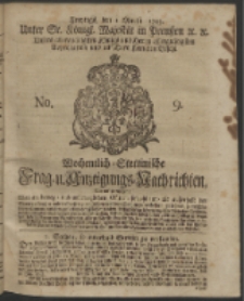 Wochentlich-Stettinische Frag- und Anzeigungs-Nachrichten. 1743 No. 9