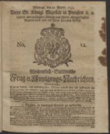 Wochentlich-Stettinische Frag- und Anzeigungs-Nachrichten. 1743 No. 12