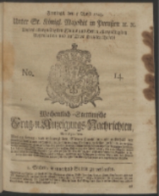 Wochentlich-Stettinische Frag- und Anzeigungs-Nachrichten. 1743 No. 14
