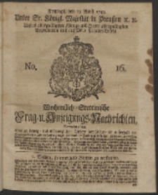 Wochentlich-Stettinische Frag- und Anzeigungs-Nachrichten. 1743 No. 16