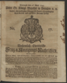 Wochentlich-Stettinische Frag- und Anzeigungs-Nachrichten. 1743 No.17