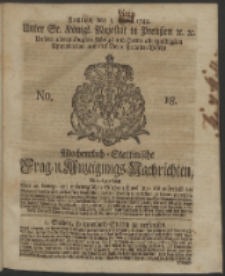 Wochentlich-Stettinische Frag- und Anzeigungs-Nachrichten. 1743 No. 18