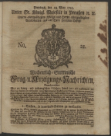 Wochentlich-Stettinische Frag- und Anzeigungs-Nachrichten. 1743 No. 21