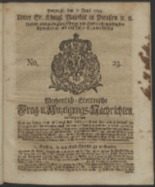 Wochentlich-Stettinische Frag- und Anzeigungs-Nachrichten. 1743 No. 23