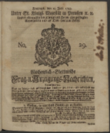 Wochentlich-Stettinische Frag- und Anzeigungs-Nachrichten. 1743 No. 29