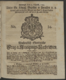 Wochentlich-Stettinische Frag- und Anzeigungs-Nachrichten. 1743 No. 34