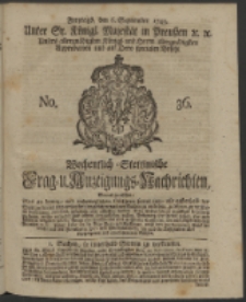 Wochentlich-Stettinische Frag- und Anzeigungs-Nachrichten. 1743 No. 36