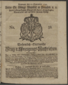 Wochentlich-Stettinische Frag- und Anzeigungs-Nachrichten. 1743 No. 38