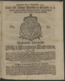 Wochentlich-Stettinische Frag- und Anzeigungs-Nachrichten. 1743 No. 39