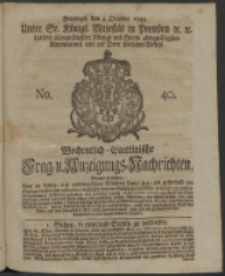 Wochentlich-Stettinische Frag- und Anzeigungs-Nachrichten. 1743 No. 40