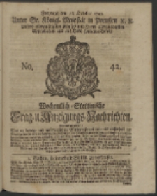 Wochentlich-Stettinische Frag- und Anzeigungs-Nachrichten. 1743 No. 42