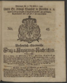 Wochentlich-Stettinische Frag- und Anzeigungs-Nachrichten. 1743 No. 45