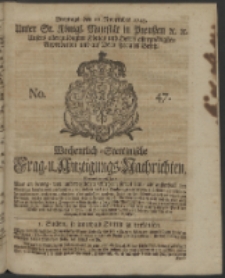 Wochentlich-Stettinische Frag- und Anzeigungs-Nachrichten. 1743 No. 47