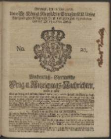 Wochentliche Stettinische zur Handlung nützliche Preis-Courante der Waaren und Wechsel-Cours, wie auch Frage- und Anzeigungs-Nachrichten. 1736 No. 20