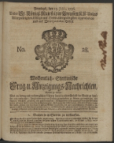 Wochentliche Stettinische zur Handlung nützliche Preis-Courante der Waaren und Wechsel-Cours, wie auch Frage- und Anzeigungs-Nachrichten. 1736 No. 28