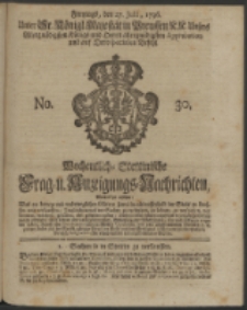 Wochentliche Stettinische zur Handlung nützliche Preis-Courante der Waaren und Wechsel-Cours, wie auch Frage- und Anzeigungs-Nachrichten. 1736 No. 30
