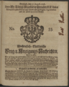Wochentliche Stettinische zur Handlung nützliche Preis-Courante der Waaren und Wechsel-Cours, wie auch Frage- und Anzeigungs-Nachrichten. 1736 No. 33
