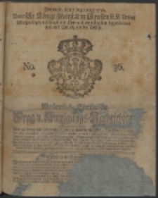 Wochentliche Stettinische zur Handlung nützliche Preis-Courante der Waaren und Wechsel-Cours, wie auch Frage- und Anzeigungs-Nachrichten. 1736 No. 36
