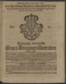 Wochentliche Stettinische zur Handlung nützliche Preis-Courante der Waaren und Wechsel-Cours, wie auch Frage- und Anzeigungs-Nachrichten. 1736 No. 39