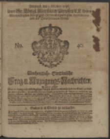 Wochentliche Stettinische zur Handlung nützliche Preis-Courante der Waaren und Wechsel-Cours, wie auch Frage- und Anzeigungs-Nachrichten. 1736 No. 40