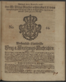 Wochentliche Stettinische zur Handlung nützliche Preis-Courante der Waaren und Wechsel-Cours, wie auch Frage- und Anzeigungs-Nachrichten. 1736 No. 44
