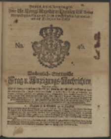 Wochentliche Stettinische zur Handlung nützliche Preis-Courante der Waaren und Wechsel-Cours, wie auch Frage- und Anzeigungs-Nachrichten. 1736 No. 46