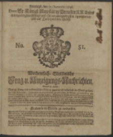 Wochentliche Stettinische zur Handlung nützliche Preis-Courante der Waaren und Wechsel-Cours, wie auch Frage- und Anzeigungs-Nachrichten. 1736 No. 51