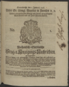Wochentlich-Stettinische Frag- und Anzeigungs-Nachrichten. 1746 No. 1