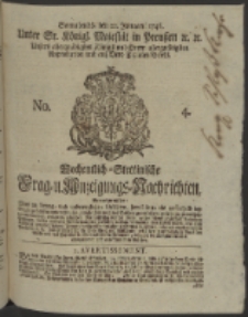 Wochentlich-Stettinische Frag- und Anzeigungs-Nachrichten. 1746 No. 4