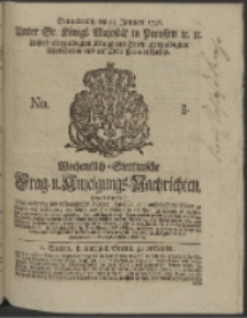 Wochentlich-Stettinische Frag- und Anzeigungs-Nachrichten. 1746 No. 5