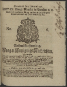 Wochentlich-Stettinische Frag- und Anzeigungs-Nachrichten. 1746 No. 6